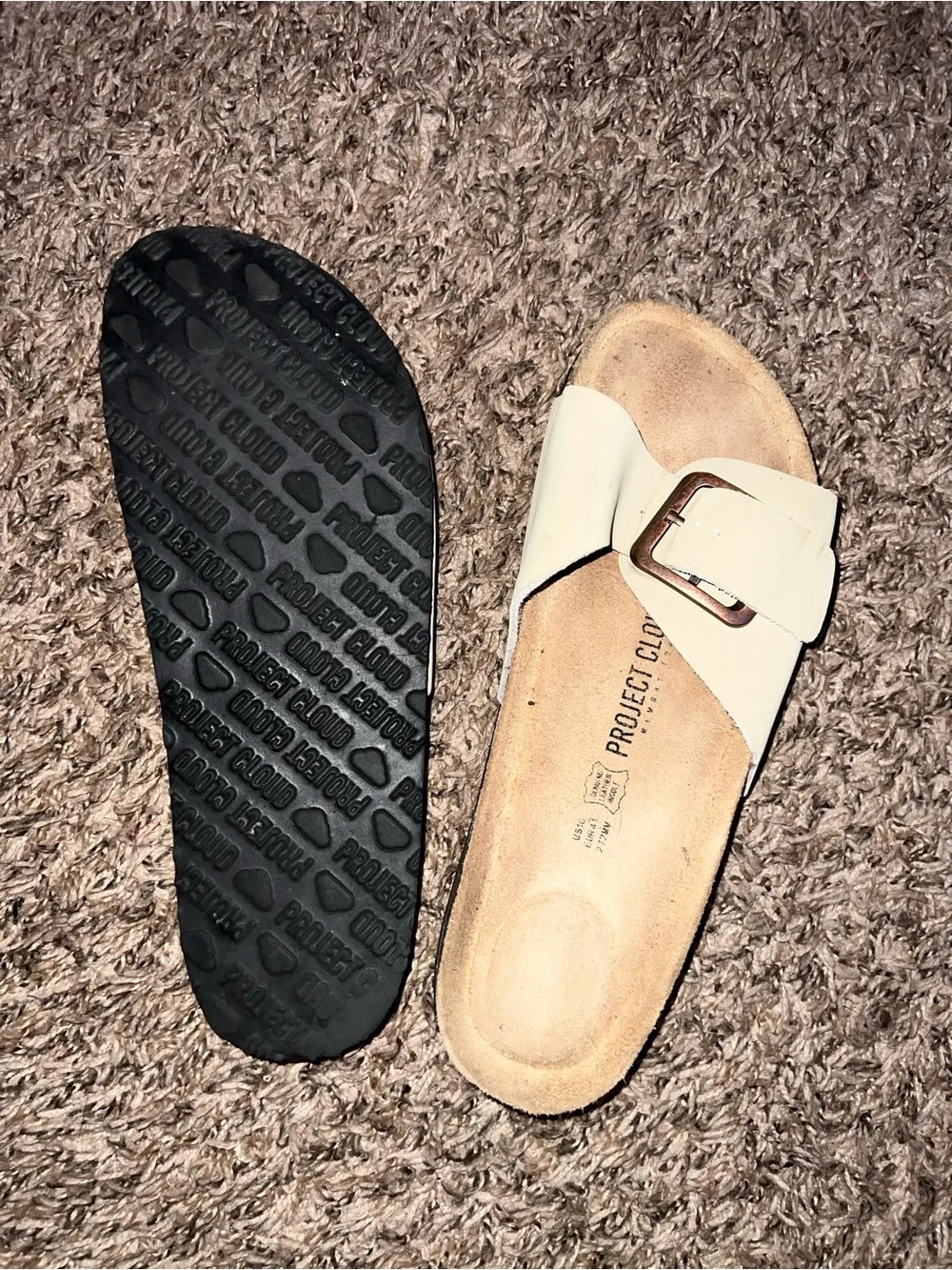 Project Cloud White Single-Buckle Slide Sandals for Women